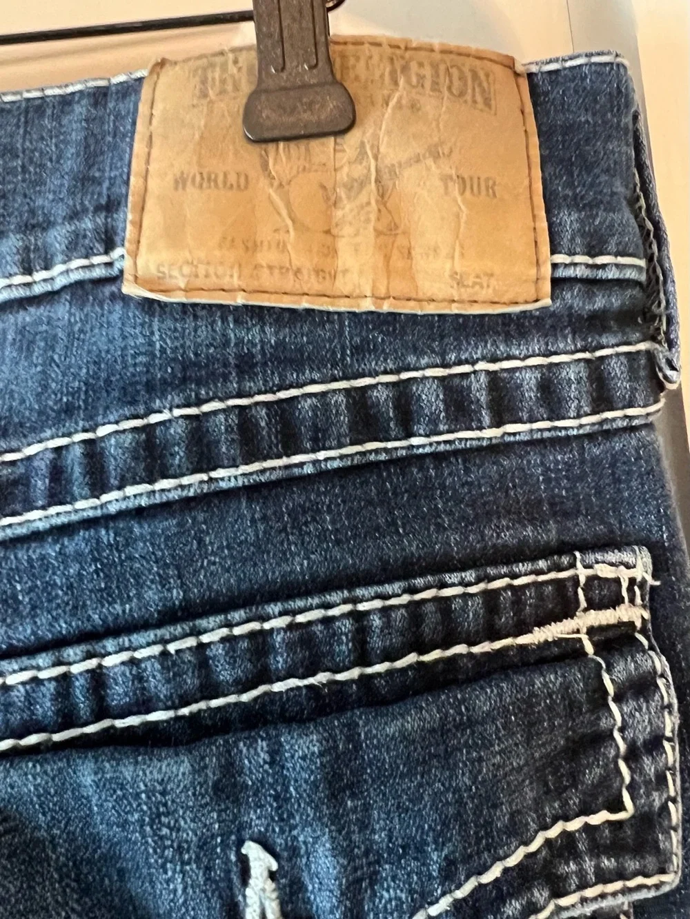 True Religion World Tour Men's Straight Big T Jeans Darken Brick Y2K 38x28 2607